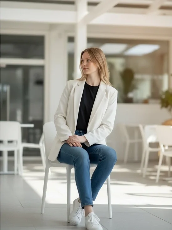 NWOT H&M White Single Breasted Blazer - Picture 2 of 16